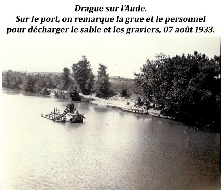 Drague sur l'Aude 1933